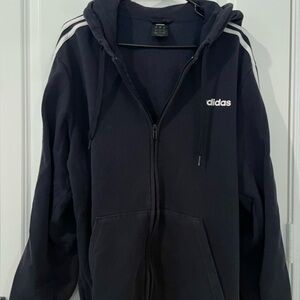 Adidas Dark Blue Full Zip Hoodie with Logo